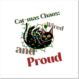 Funny Proud Black Cat Christmas Wires, CatMas Posters and Art